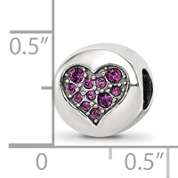 Sterling Silver Reflections Feb Purple Crystal Peace Heart Bead view 5