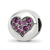 Sterling Silver Reflections Feb Purple Crystal Peace Heart Bead view 1