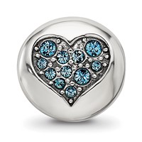 Sterling Silver Reflections Mar Blue Crystal Courage Heart Bead view 3