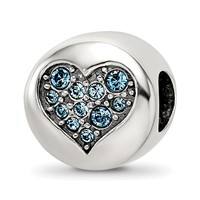 Sterling Silver Reflections Mar Blue Crystal Courage Heart Bead view 1