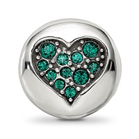 Sterling Silver Reflections May Green Crystal Success Heart Bead view 3