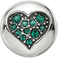 Sterling Silver Reflections May Green Crystal Success Heart Bead view 4