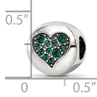 Sterling Silver Reflections May Green Crystal Success Heart Bead view 5