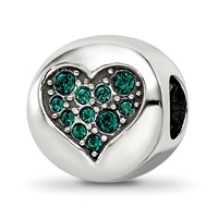 Sterling Silver Reflections May Green Crystal Success Heart Bead view 1