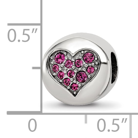 Sterling Silver Reflections July Red Crystal Passion Heart Bead