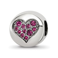 Sterling Silver Reflections July Red Crystal Passion Heart Bead view 1