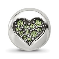 Sterling Silver Reflections Aug Lt Gn Crystal Strength Heart Bead view 3