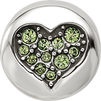 Sterling Silver Reflections Aug Lt Gn Crystal Strength Heart Bead view 4