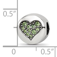 Sterling Silver Reflections Aug Lt Gn Crystal Strength Heart Bead view 5