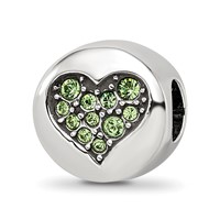 Sterling Silver Reflections Aug Lt Gn Crystal Strength Heart Bead view 1