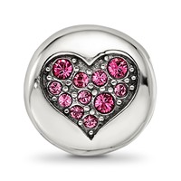 Sterling Silver Reflections Oct Pink Crystal Hope Heart Bead view 3