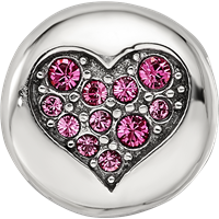 Sterling Silver Reflections Oct Pink Crystal Hope Heart Bead view 4