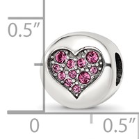 Sterling Silver Reflections Oct Pink Crystal Hope Heart Bead view 5
