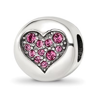 Sterling Silver Reflections Oct Pink Crystal Hope Heart Bead view 1