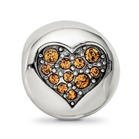Sterling Silver Reflections Nov Yellow Crystal Balance Heart Bead view 3