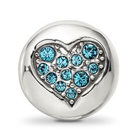 Sterling Silver Reflections Dec Blue Crystal Luck Heart Bead view 3