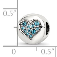 Sterling Silver Reflections Dec Blue Crystal Luck Heart Bead view 5