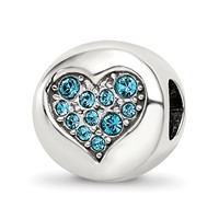 Sterling Silver Reflections Dec Blue Crystal Luck Heart Bead view 1