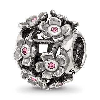 Sterling Silver Reflections Crystal Blossoms Bead