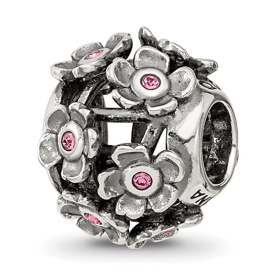 Sterling Silver Reflections Crystal Blossoms Bead