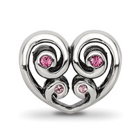 Sterling Silver Reflections Pink Crystal Twin Heart Bead view 5