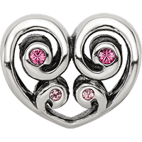 Sterling Silver Reflections Pink Crystal Twin Heart Bead view 3