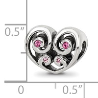 Sterling Silver Reflections Pink Crystal Twin Heart Bead view 4