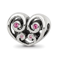 Sterling Silver Reflections Pink Crystal Twin Heart Bead view 1