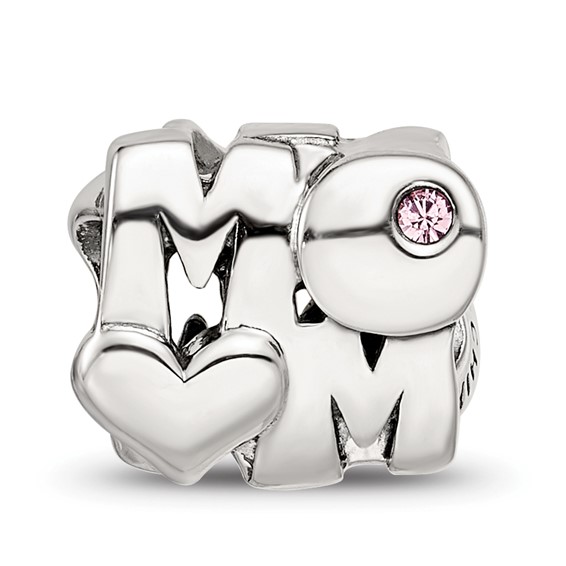 Sterling Silver Reflections Pink Crystals MOM Bead