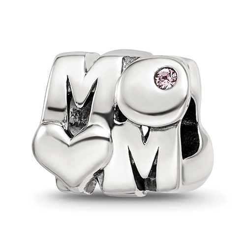 Sterling Silver Reflections Pink Crystals Mom Bead