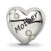 Sterling Silver Reflections Crystals Mother Heart Bead view 3