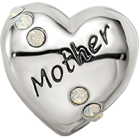 Sterling Silver Reflections Crystals Mother Heart Bead view 4