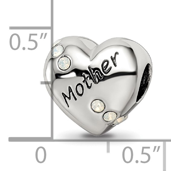 Sterling Silver Reflections Crystals Mother Heart Bead