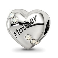 Sterling Silver Reflections Crystals Mother Heart Bead view 1