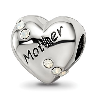 Sterling Silver Reflections Crystals Mother Heart Bead