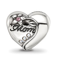 Sterling Silver Reflections Crystals Mother's Heart Bead view 4