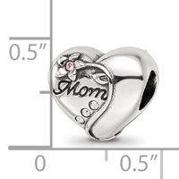 Sterling Silver Reflections Crystals Mother's Heart Bead view 3
