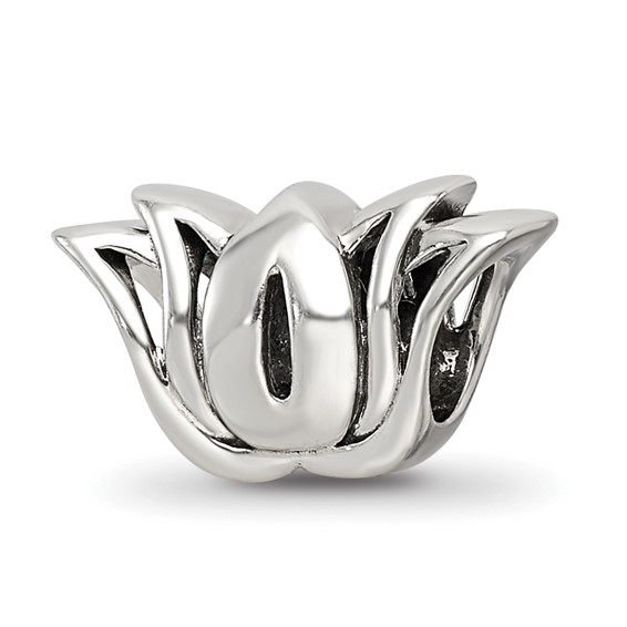 Sterling Silver Reflections with Crystals Pavé Lotus Bead