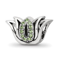 Sterling Silver Reflections with Crystals Pavé Lotus Bead view 1