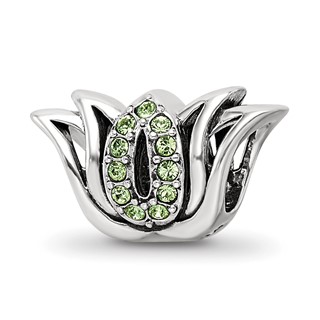 Sterling Silver Reflections with Crystals Pavé Lotus Bead
