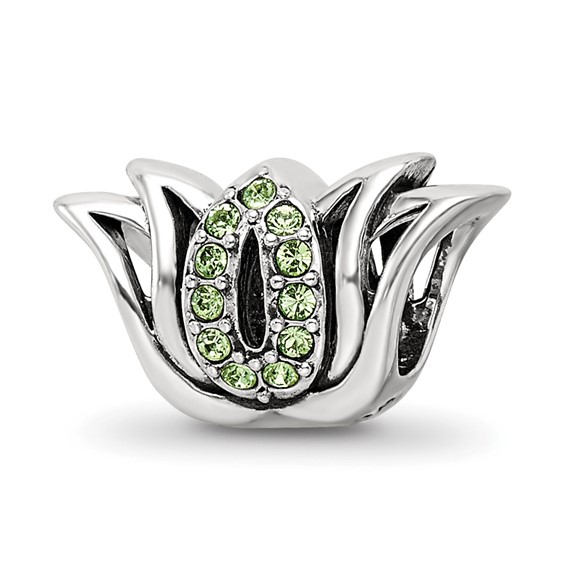 Sterling Silver Reflections with Crystals Pavé Lotus Bead