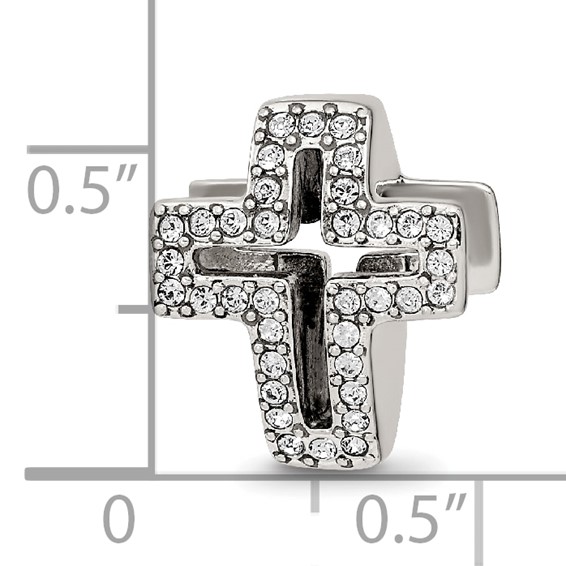 Sterling Silver Reflections Crystals Pavé Open Cross Bead