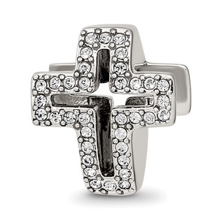 Sterling Silver Reflections Crystals Pavé Open Cross Bead