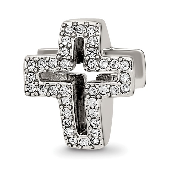Sterling Silver Reflections Crystals Pavé Open Cross Bead