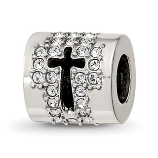 Sterling Silver Reflections Crystals Faith Cross Bead