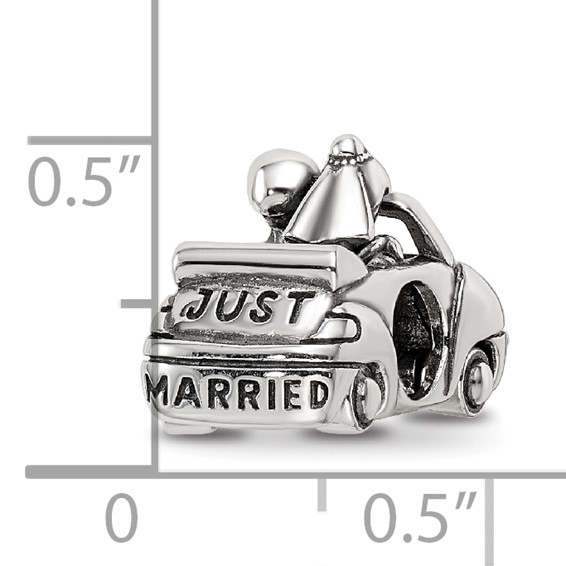 Sterling Silver Reflections Crystals Just Married Car Bead