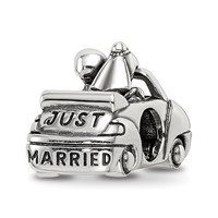 Sterling Silver Reflections Crystals Just Married Car Bead view 1