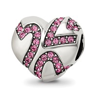 Sterling Silver Reflections Crystal Hearts on Heart Bead view 1