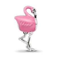 Sterling Silver Reflections Pink Enamel Flamingo Bead view 3