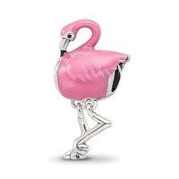 Sterling Silver Reflections Pink Enamel Flamingo Bead view 5